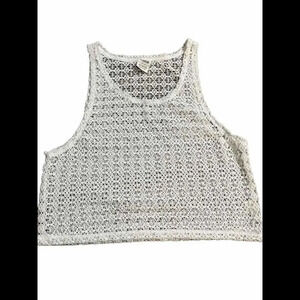 VS Pink Boho Hippie Trendy Crochet Crop Tank Swim‎ Cover Small White